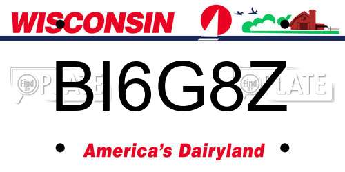 BI6G8Z Wisconsin License Plate