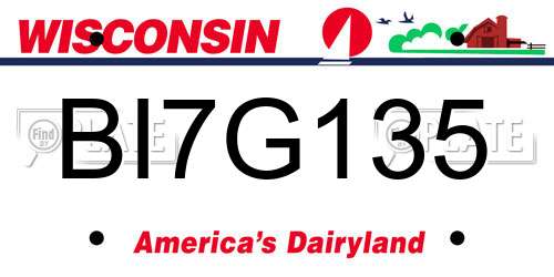 BI7G135 Wisconsin License Plate