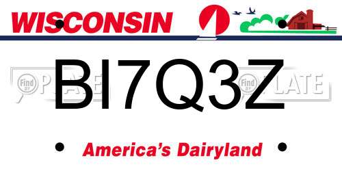 BI7Q3Z Wisconsin License Plate