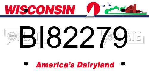 BI82279 Wisconsin License Plate