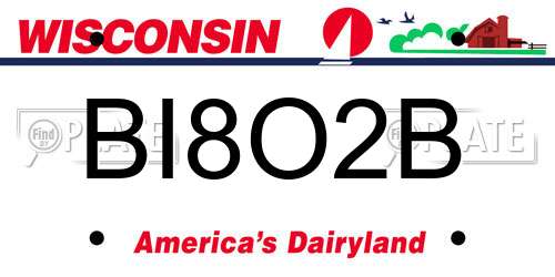 BI8O2B Wisconsin License Plate