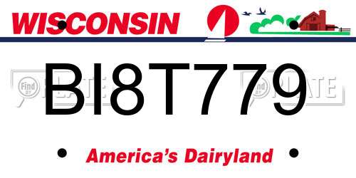 BI8T779 Wisconsin License Plate