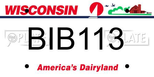 BIB113 Wisconsin License Plate