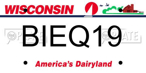 BIEQ19 Wisconsin License Plate