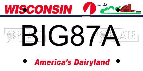 BIG87A Wisconsin License Plate
