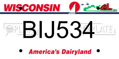 BIJ534 Wisconsin License Plate