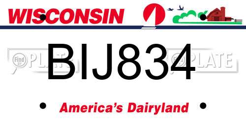BIJ834 Wisconsin License Plate