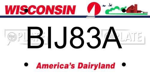 BIJ83A Wisconsin License Plate