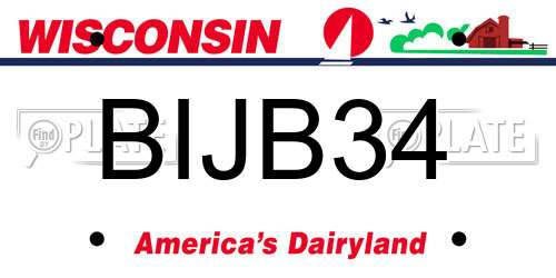 BIJB34 Wisconsin License Plate