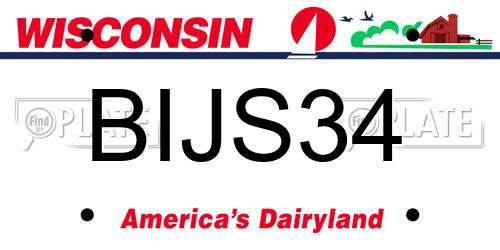 BIJS34 Wisconsin License Plate