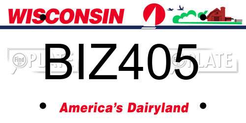 BIZ405 Wisconsin License Plate