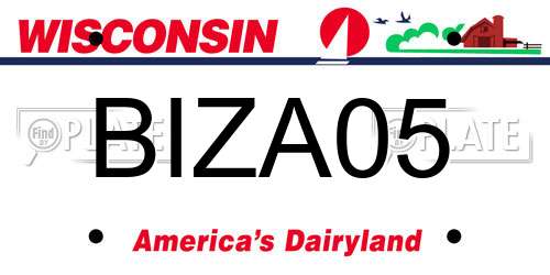 BIZA05 Wisconsin License Plate