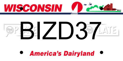 BIZD37 Wisconsin License Plate