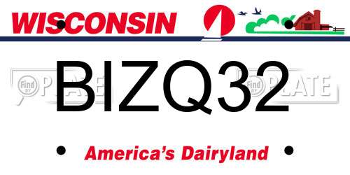 BIZQ32 Wisconsin License Plate
