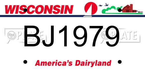 BJ1979 Wisconsin License Plate