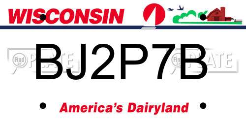 BJ2P7B Wisconsin License Plate