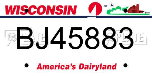 BJ45883 Wisconsin License Plate