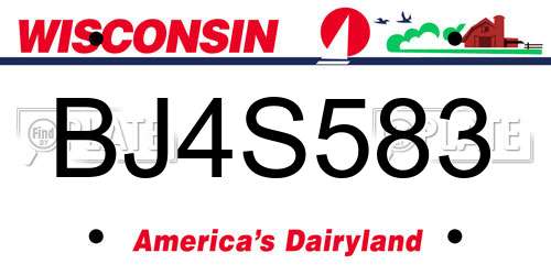 BJ4S583 Wisconsin License Plate