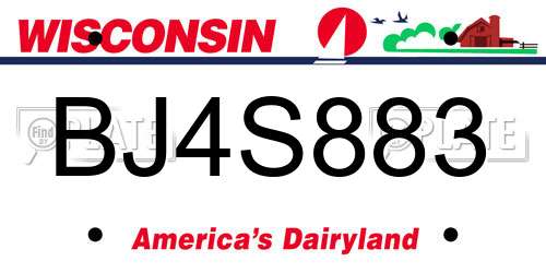 BJ4S883 Wisconsin License Plate