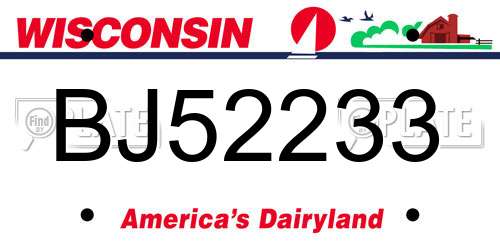 BJ52233 Wisconsin License Plate
