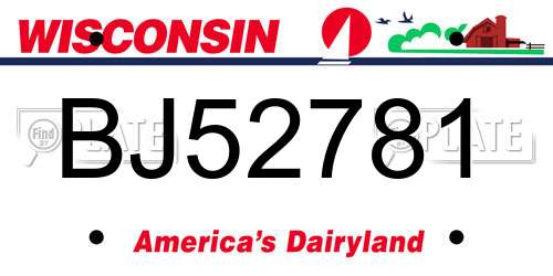 BJ52781 Wisconsin License Plate