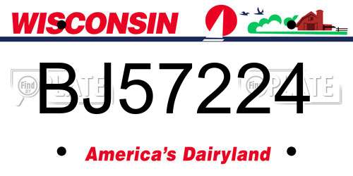 BJ57224 Wisconsin License Plate