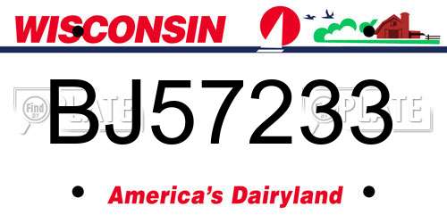 BJ57233 Wisconsin License Plate