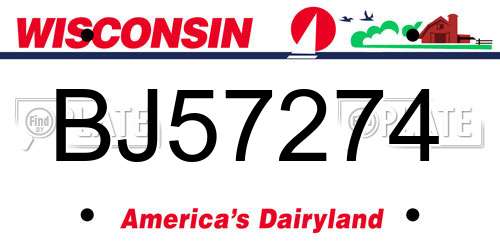 BJ57274 Wisconsin License Plate