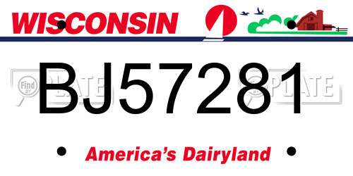 BJ57281 Wisconsin License Plate