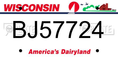 BJ57724 Wisconsin License Plate