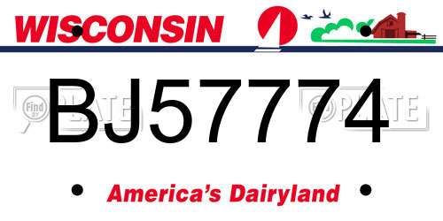BJ57774 Wisconsin License Plate