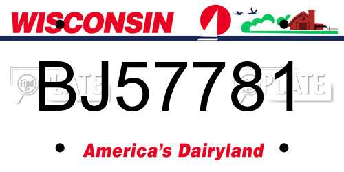BJ57781 Wisconsin License Plate