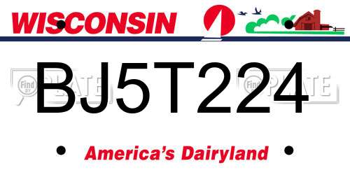 BJ5T224 Wisconsin License Plate