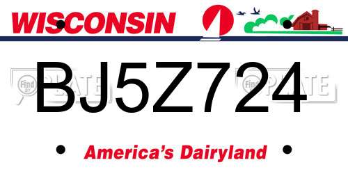 BJ5Z724 Wisconsin License Plate
