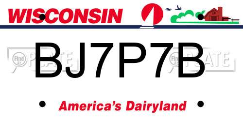 BJ7P7B Wisconsin License Plate