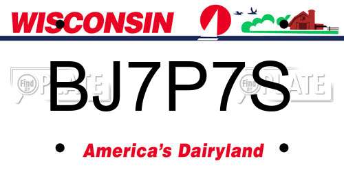 BJ7P7S Wisconsin License Plate