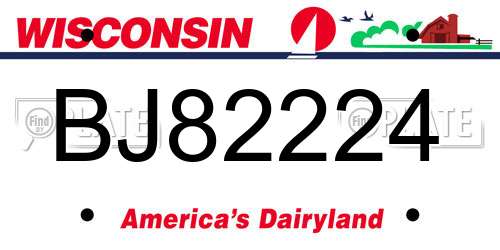 BJ82224 Wisconsin License Plate