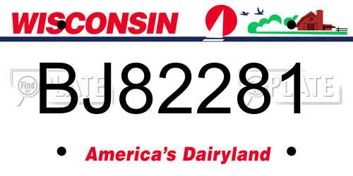 BJ82281 Wisconsin License Plate