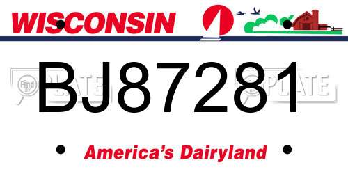 BJ87281 Wisconsin License Plate