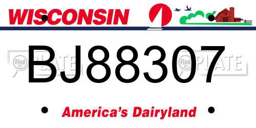 BJ88307 Wisconsin License Plate