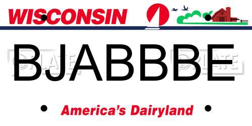 BJABBBE Wisconsin License Plate