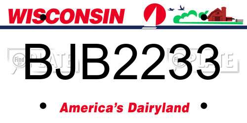 BJB2233 Wisconsin License Plate