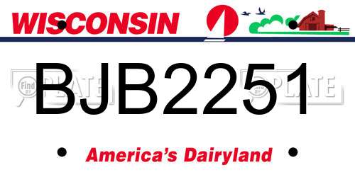 BJB2251 Wisconsin License Plate