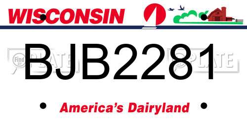 BJB2281 Wisconsin License Plate