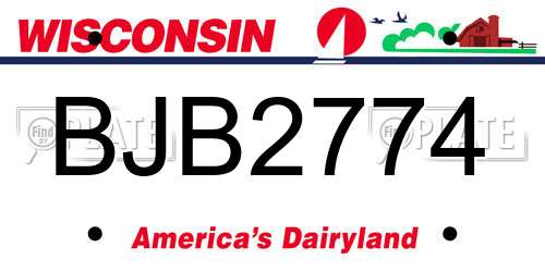 BJB2774 Wisconsin License Plate