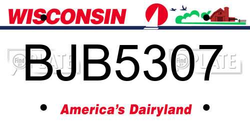 BJB5307 Wisconsin License Plate