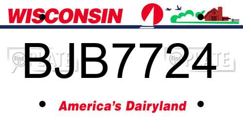 BJB7724 Wisconsin License Plate