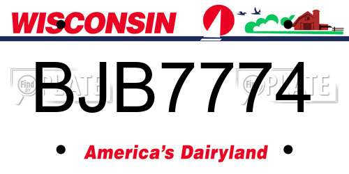 BJB7774 Wisconsin License Plate