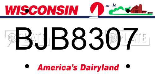 BJB8307 Wisconsin License Plate