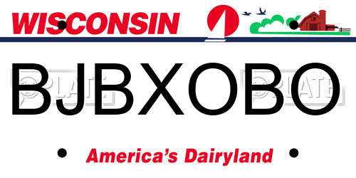 BJBXOBO Wisconsin License Plate